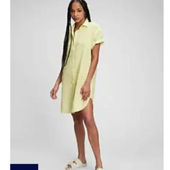 Linen-Cotton Shirt Dress